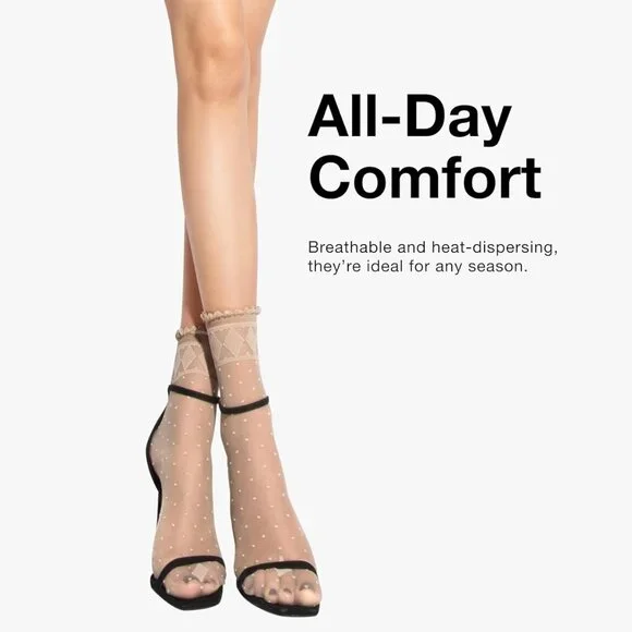 Elevate Your Style with Italian 20 Den Polka Dot Ankle & Knee High Socks - Picture 4 of 6